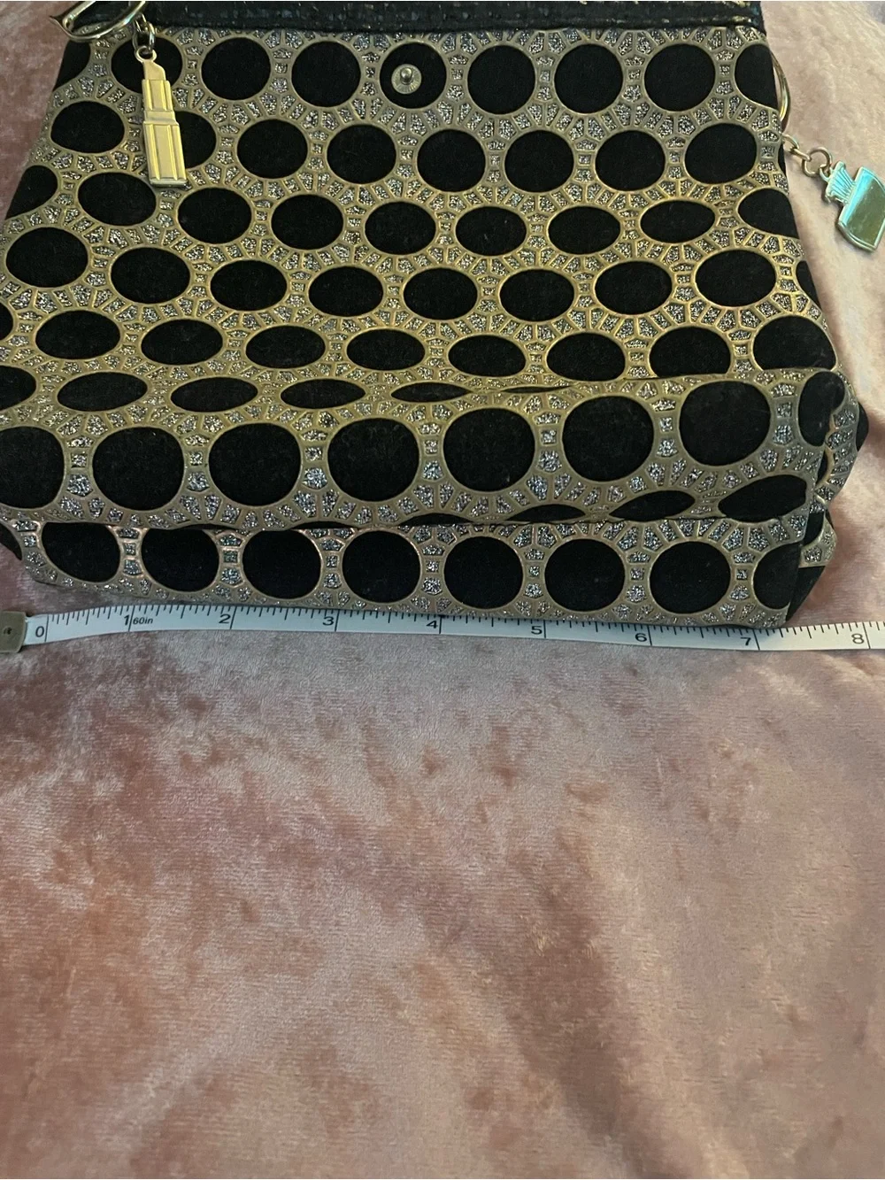 Gold and Black Polka Dot Women's Clutch Bag